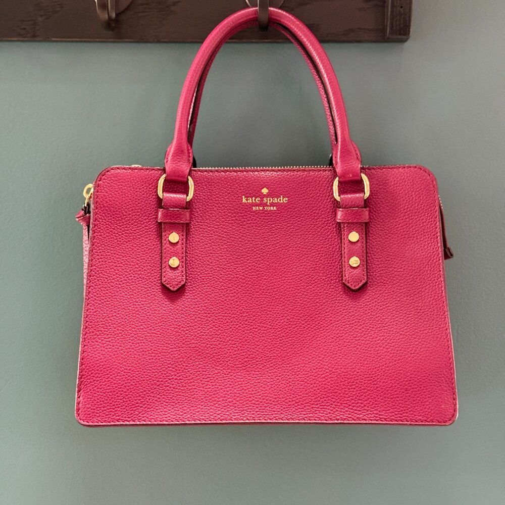 Kate Spade Berry/Wine Pebbled Leather - Mulberry Street Lise Satchel + Crossbody
